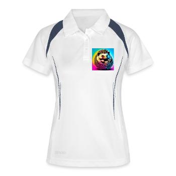 Igel - Frauen Polo atmungsaktiv - Weiß/Navy - Vorne
