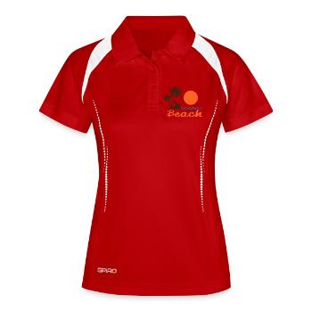 Beach Sunset mit Palmen – Tropisches Sommerdesign - Frauen Polo atmungsaktiv - Weiß/Navy - Vorne