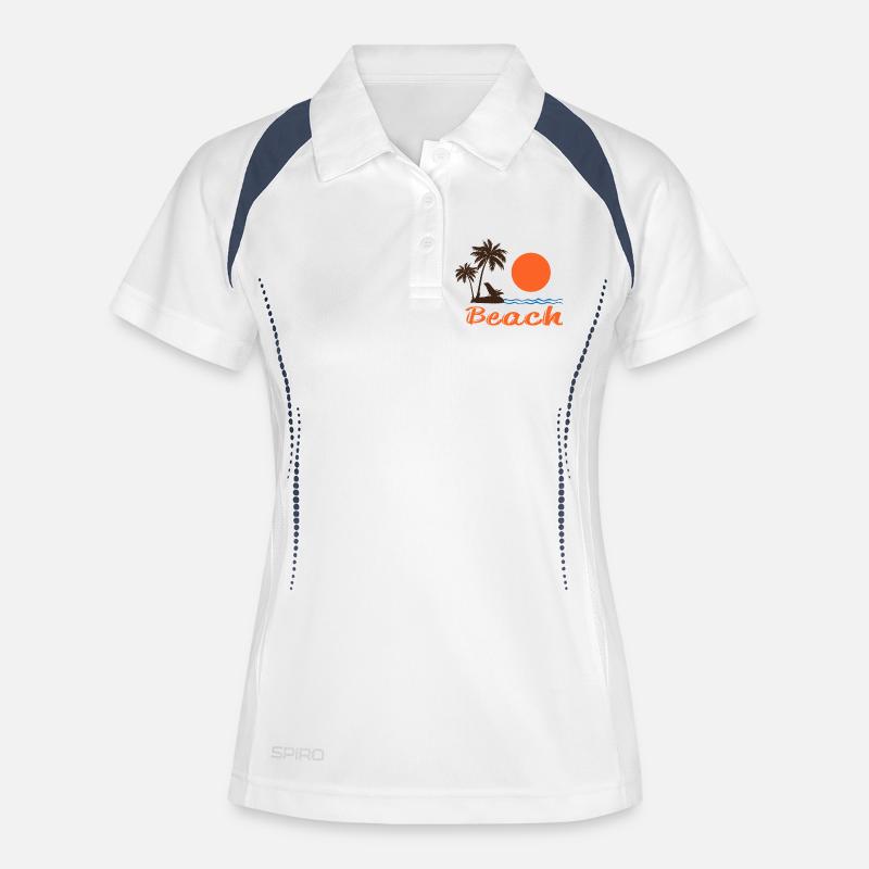 Beach Sunset with Palm Trees – Tropical Summer Design - Women's Polo breathable - white/navy