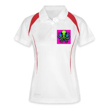 Krake - Frauen Polo atmungsaktiv - Weiß/Navy - Vorne