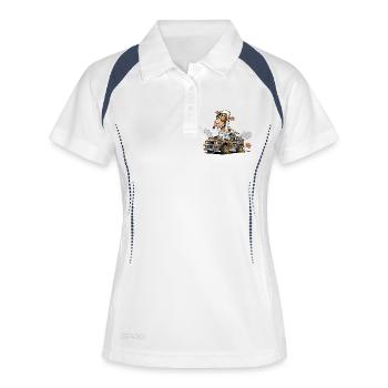 Llama Racer with Steampunk Gear - Women's Polo breathable - white/navy - Front