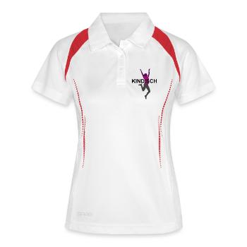 Kindisch Lebendige tanzende Silhouette einer Frau - Frauen Polo atmungsaktiv - Weiß/Navy - Vorne