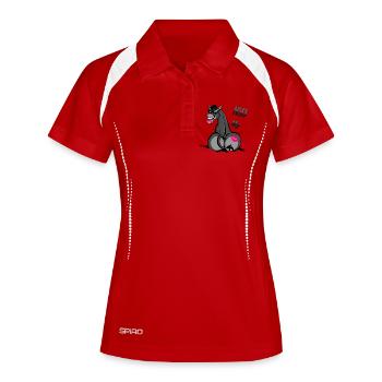 âne humoristique avec baiser de rouge à lèvres - Polo respirant Femme - blanc/marine - Devant