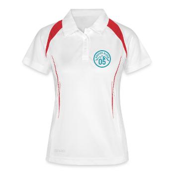 Hautes Alpes logo 05 turquoise - Polo respirant Femme - blanc/marine - Devant