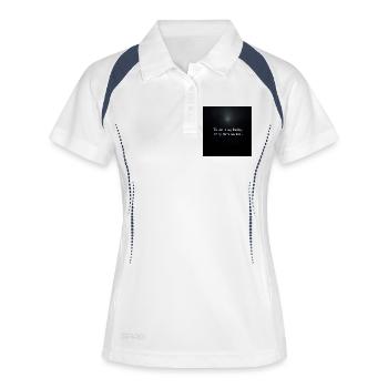 Ich wache nicht auf – du rufst mich - Frauen Polo atmungsaktiv - Weiß/Navy - Vorne