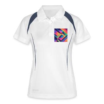 abstrakt - Frauen Polo atmungsaktiv - Weiß/Navy - Vorne