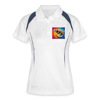 Gecko - Frauen Polo atmungsaktiv - Weiß/Navy - Vorne
