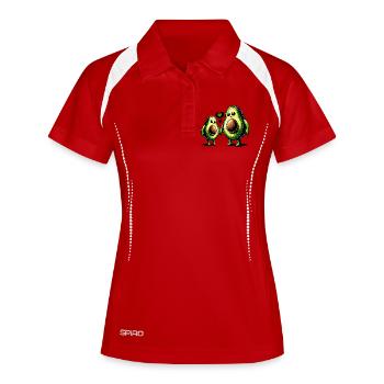 Avocouple, das alles zusammenhält - Frauen Polo atmungsaktiv - Weiß/Navy - Vorne
