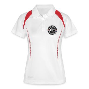 Millésime 1977 Logo de qualité - Polo respirant Femme - blanc/marine - Devant