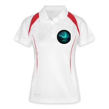 Nordlicht über stillem Fjord - Frauen Polo atmungsaktiv - Weiß/Navy - Vorne