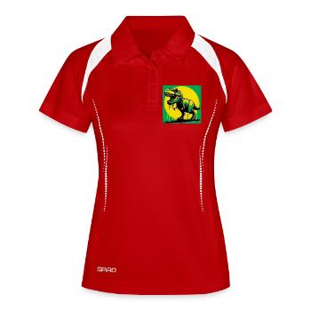 Dinosaurier - Frauen Polo atmungsaktiv - Weiß/Navy - Vorne