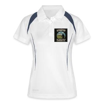 Schäferblick Wir haben Überblick - Frauen Polo atmungsaktiv - Weiß/Navy - Vorne