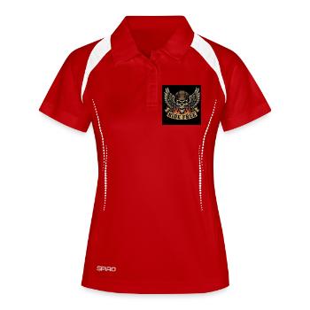 Conception de crâne de motard - Polo respirant Femme - blanc/marine - Devant