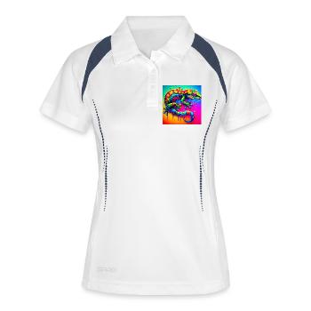Gecko - Frauen Polo atmungsaktiv - Weiß/Navy - Vorne