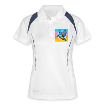 martin-pêcheur - Polo respirant Femme - blanc/marine - Devant