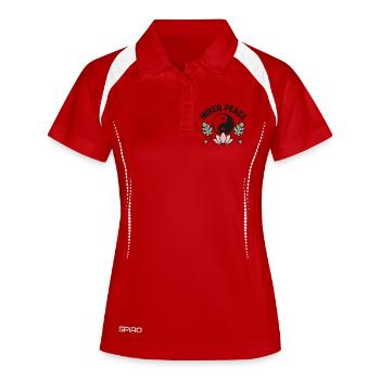 inner peace - Frauen Polo atmungsaktiv - Weiß/Navy - Vorne