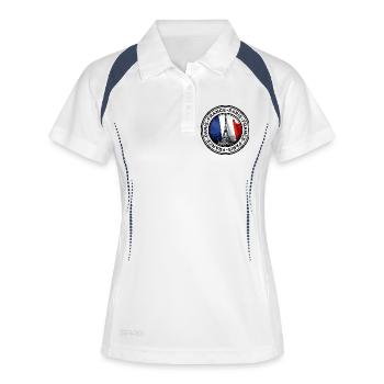 Französische Flagge und Eiffelturm-Illustration - Frauen Polo atmungsaktiv - Weiß/Navy - Vorne