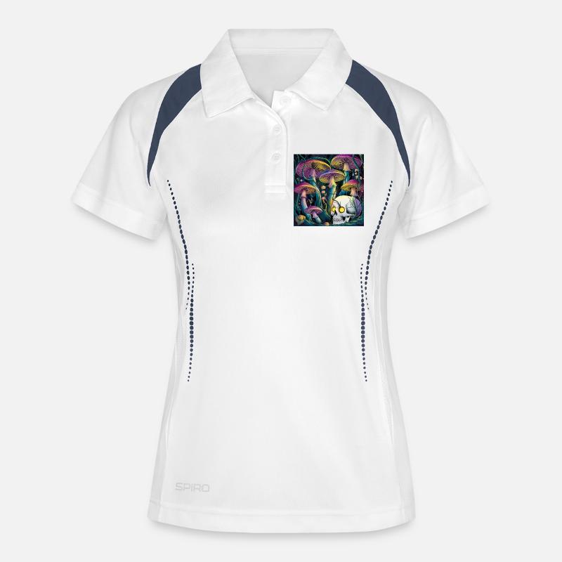 Neon Gothic Mushroom Skull Illustration - Women's Polo breathable - white/navy
