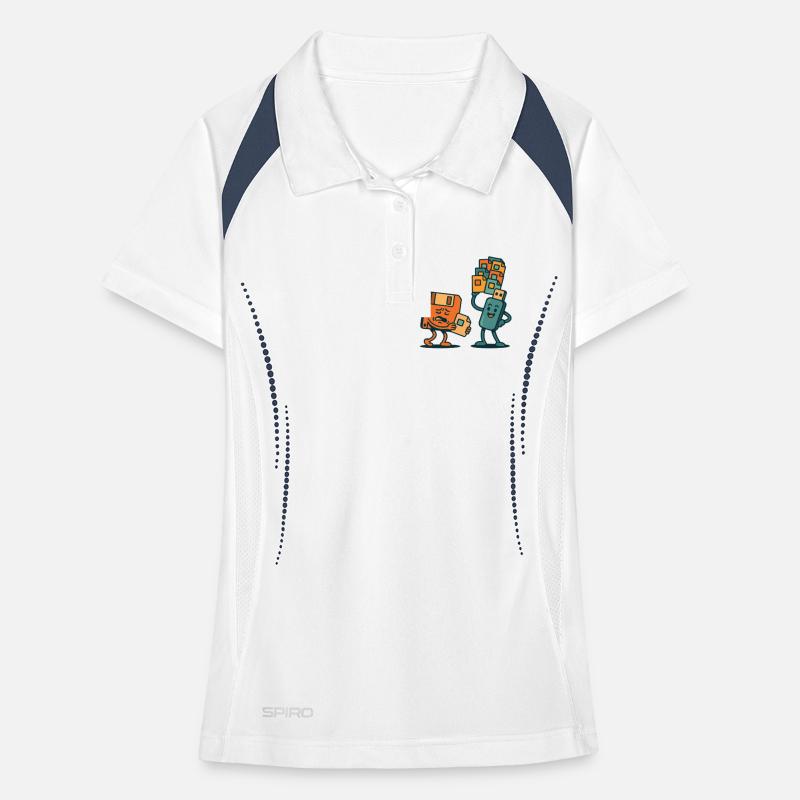 Floppy Disk vs USB Drive Retro Tech Sarcasm Women's Polo breathable