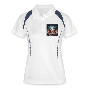 Epischer kosmischer Riss mit Drachenbergen - Frauen Polo atmungsaktiv - Weiß/Navy - Vorne
