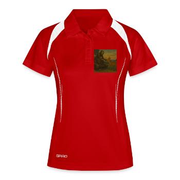 Tod beim Füttern eines Rehs - Frauen Polo atmungsaktiv - Weiß/Navy - Vorne