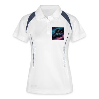 Scénographie de concert céleste - Polo respirant Femme - blanc/marine - Devant