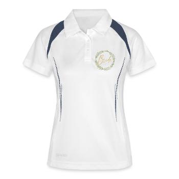 Élégante équipe mariée - Design avec couronne de laurier - Polo respirant Femme - blanc/marine - Devant