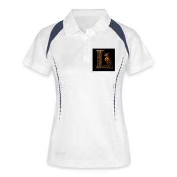 L – Magisches Ornament mit Phönix - Frauen Polo atmungsaktiv - Weiß/Navy - Vorne
