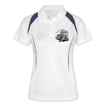 Design rockabilly rétro drive-in - Polo respirant Femme - blanc/marine - Devant