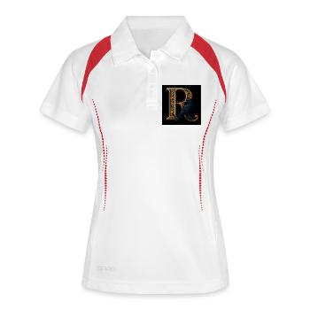 R – Magisches Ornament mit Rabe - Frauen Polo atmungsaktiv - Weiß/Navy - Vorne