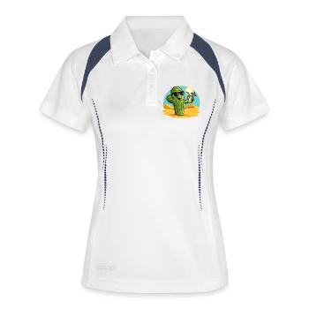 Kaktus Sommer - Frauen Polo atmungsaktiv - Weiß/Navy - Vorne