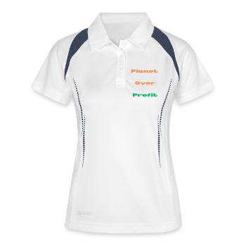LA PLANÈTE PLUTÔT QUE LE PROFIT - Polo respirant Femme - blanc/marine - Devant