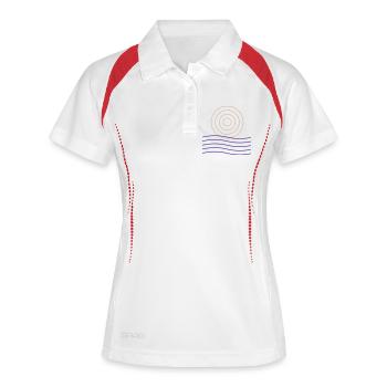 Conception de lignes géométriques et de cercles - Polo respirant Femme - blanc/marine - Devant