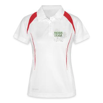 Monstera Blatt Botanisches Design - Frauen Polo atmungsaktiv - Weiß/Navy - Vorne