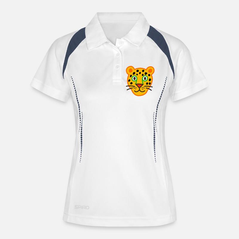 Cute Leopard Face Illustration - Women's Polo breathable - white/navy