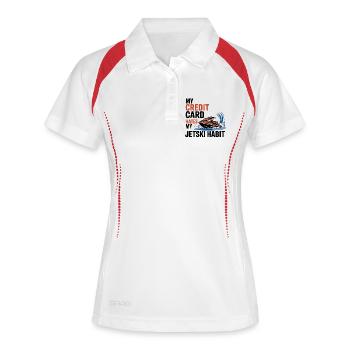 Humor Jetski Rider Ocean Addiction - Frauen Polo atmungsaktiv - Weiß/Navy - Vorne