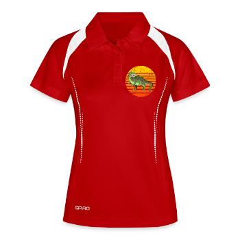 Retro dinosaur design with sunset - Women's Polo breathable - white/navy - Front