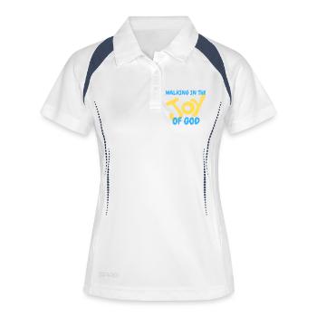 Motif de la joie de Dieu dans des couleurs pastel unies - Polo respirant Femme - blanc/marine - Devant