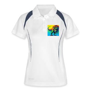 Dinosaurier - Frauen Polo atmungsaktiv - Weiß/Navy - Vorne