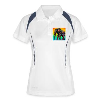 Elefant - Frauen Polo atmungsaktiv - Weiß/Navy - Vorne
