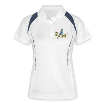 Bunter Vogel - Frauen Polo atmungsaktiv - Weiß/Navy - Vorne