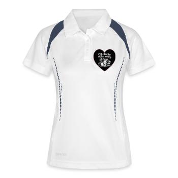 Katzenliebe und Kaffee am Morgen - Frauen Polo atmungsaktiv - Weiß/Navy - Vorne