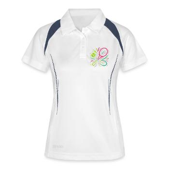Padel néon - Polo respirant Femme - blanc/marine - Devant