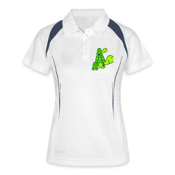 Tortues Famille Enfants Maman Papa Père Mère - Polo respirant Femme - blanc/marine - Devant