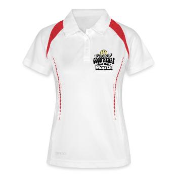T-shirt humoristique sur le thème de l’assassinat - Polo respirant Femme - blanc/marine - Devant