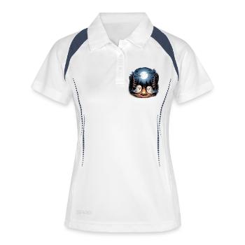 Boo Camper Hiker Ghost Bonfire Halloween Camping - Frauen Polo atmungsaktiv - Weiß/Navy - Vorne