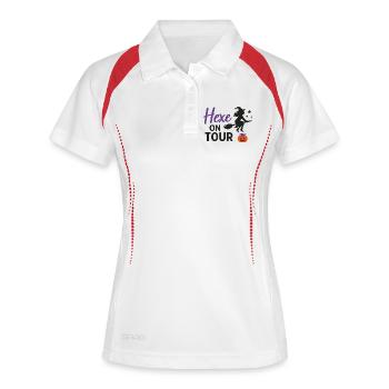 Sorcière en tournée Halloween Design - Polo respirant Femme - blanc/marine - Devant