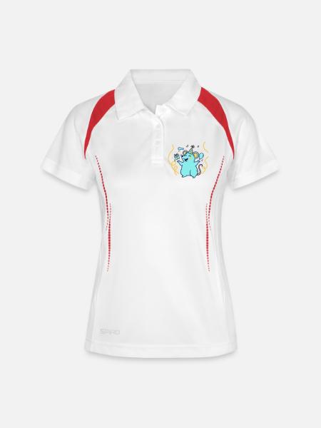 Temps festif avec chapeau et ballons - Polo respirant Femme - blanc/marine