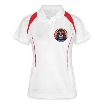 Cool Gorilla mit Sonnenbrille im Retro-Stil - Frauen Polo atmungsaktiv - Weiß/Navy - Vorne