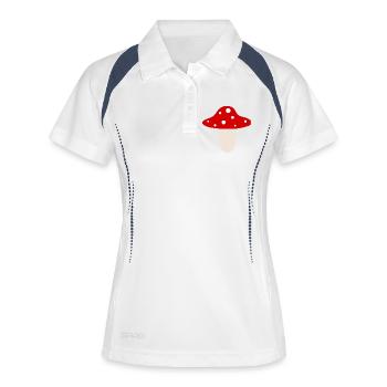 Illustration fantaisiste de champignon rouge - Polo respirant Femme - blanc/marine - Devant